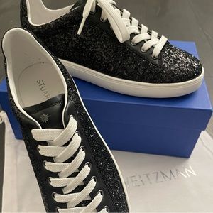 Stuart Weitzman Livvy Impact Black Glitter Sneaker